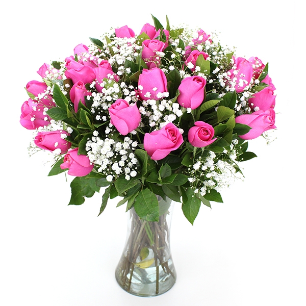 Encanto De Rosas pink No Vaso De Vidro