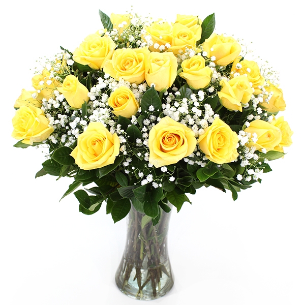 Encanto De Rosas Amarelas No Vaso De Vidro