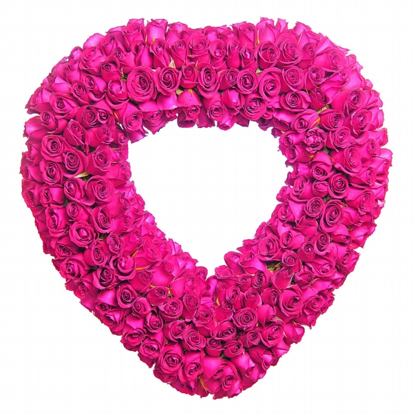Digníssima Coroa Meu Coração Com 200 Rosas Importadas -Lindas Rosas Cor de Rosa