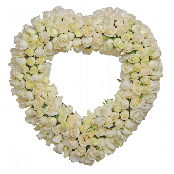 Digníssima Coroa Meu Coração Com 200 Rosas Importadas  - Branca Amarelada