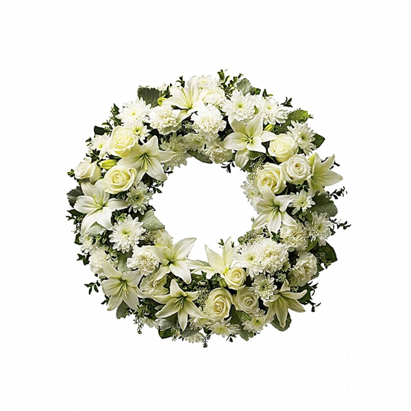 Guirlanda Redonda Especial Com Flores Nobres Brancas