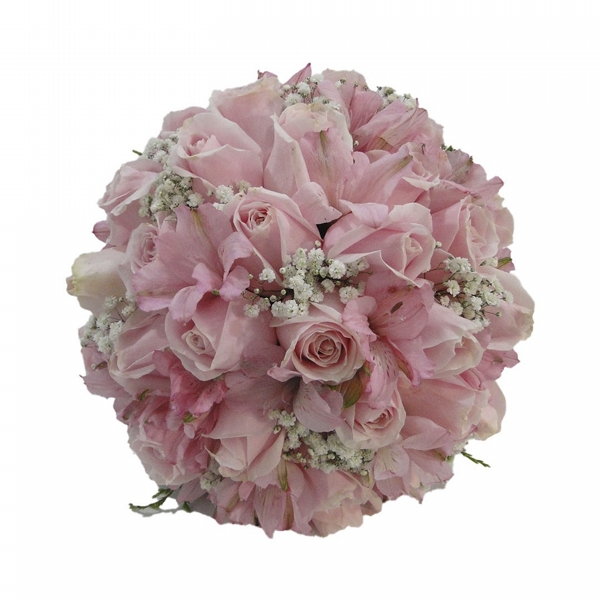 Buque de noiva com rosas cor de rosa e astromélia rosa
