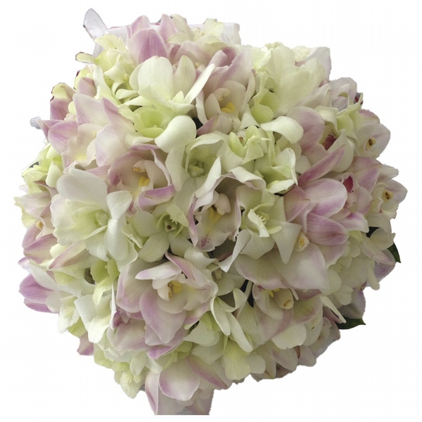 Buque de noiva com orquídeas brancas