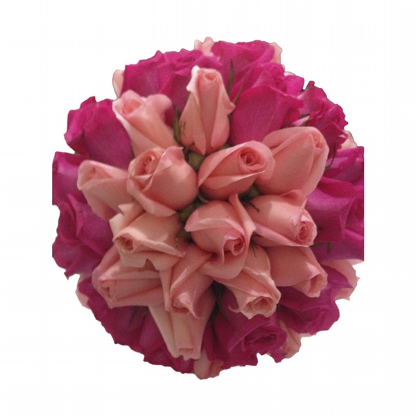 Buque de noiva com rosas pink e cor de rosa