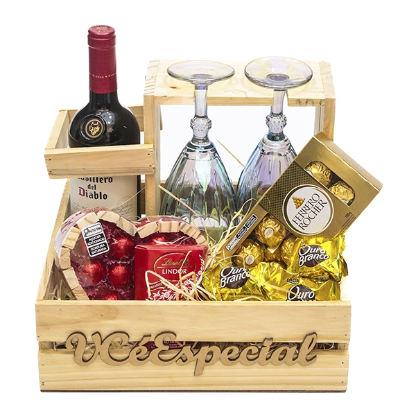 Cesta Luxo Chocolate e Vinho