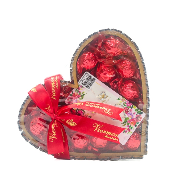 Coração Chocolate com Kit Brinco e Colar