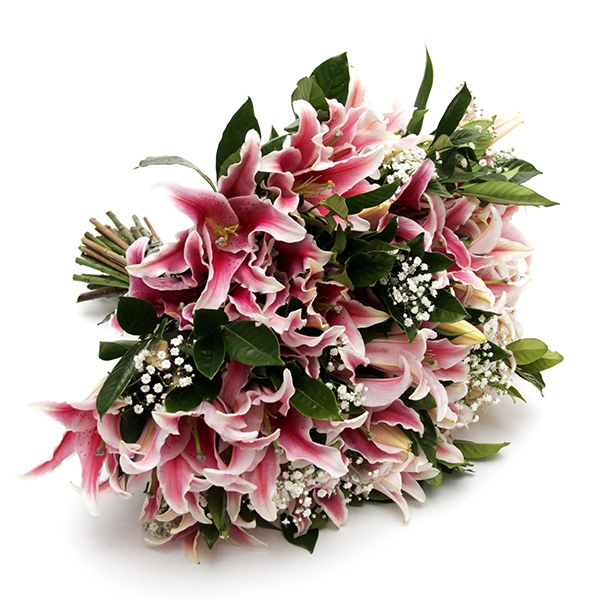 Buquê de Lírios Cor de Rosa Com 1 Dúzia