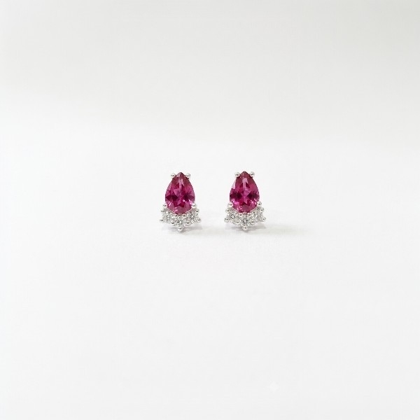 Brinco de Prata Zircônia Pink Gota