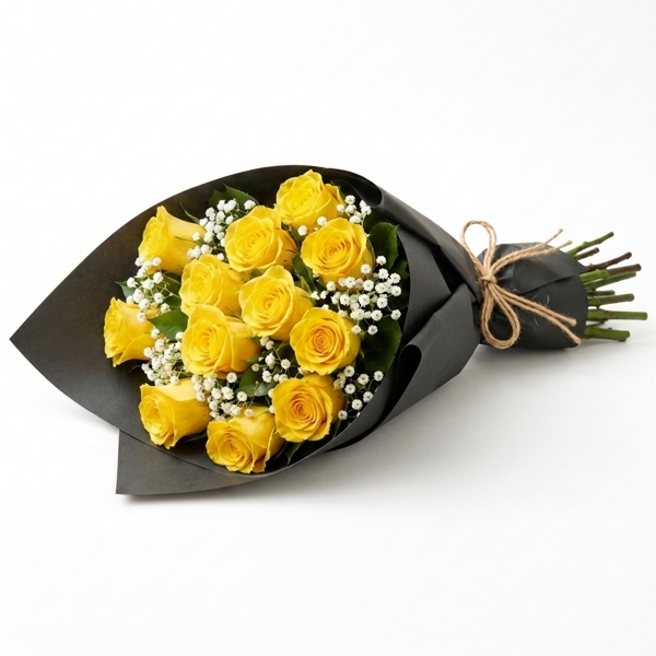 Buquê Sofisticado de Rosas Amarelas