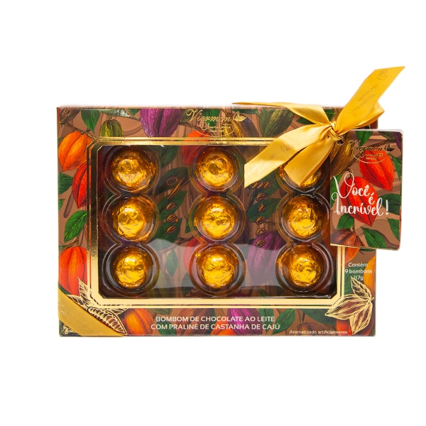 Chocolate Viermon -  Ao Leite com Pralinê de Castanha de Caju(09 Unidades)