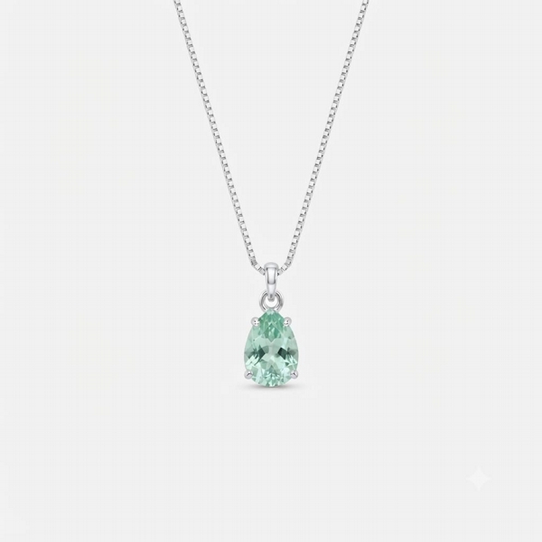 Colar de Prata Gota Verde Claro