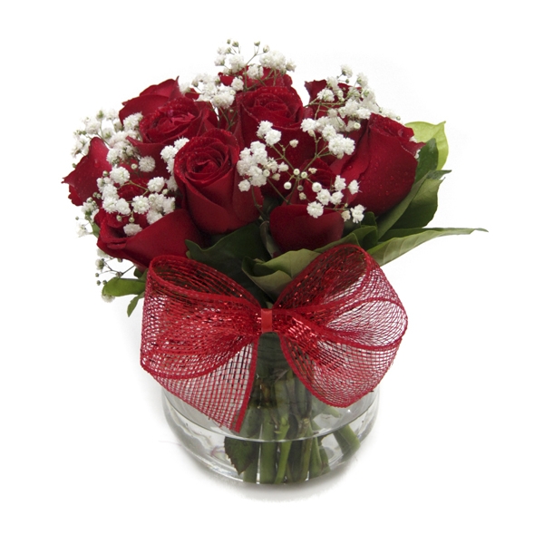 Arranjo De Rosas Vermelhas No Vaso de Vidro